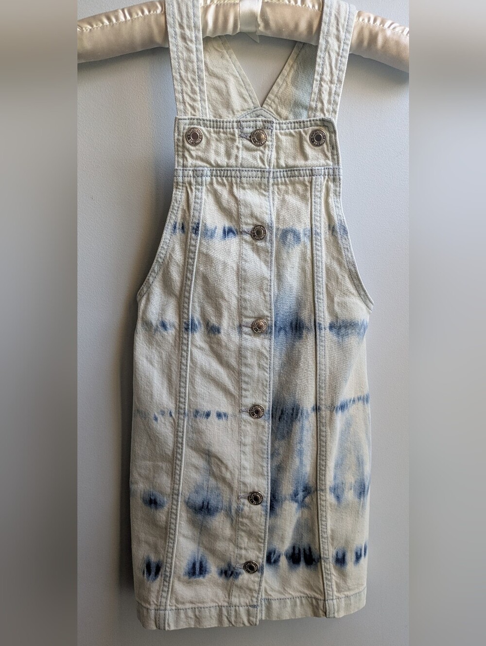 NWOT...GAP Denim Skirtall Dress with Blue Tie-Dye Accents Girls Size 8